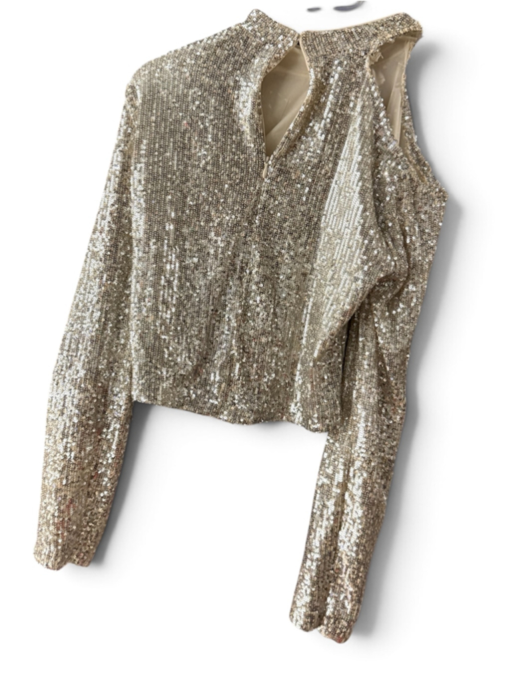 Women's endless rose Sequin Long Sleeve Blouse Gold Size M - Picture 3 of 5